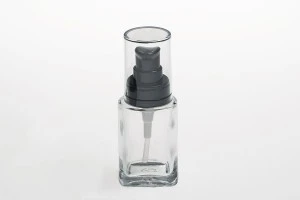 Bottiglietta in vetro per creme da 30 ml con pompa nera in plastica e tappo trasparente-3