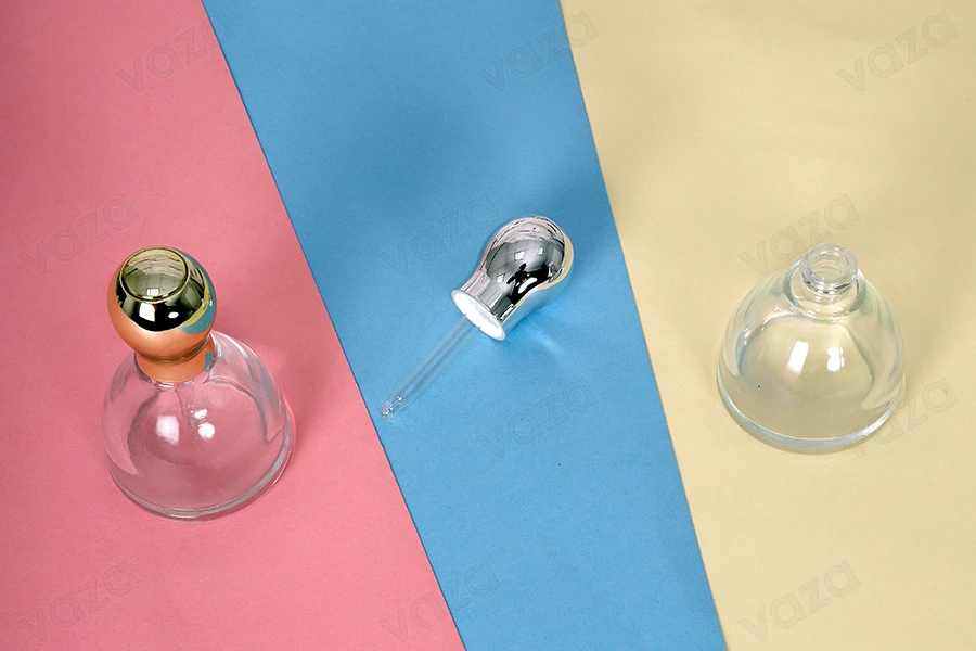 Flasche 50 ml Glas mit Pipette, Deckel und Deckel in verschiedenen Farben Flasche 50 ml Glas mit Pipette, Deckel und Deckel in verschiedenen Farben-εικόνα_σύνθεση