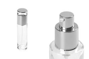100ml transparent glass bottle with silver dispenser pump and cap-1