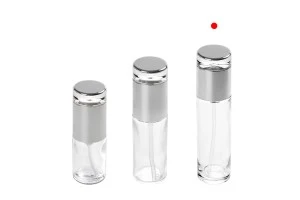 100ml transparent glass bottle with silver dispenser pump and cap-3