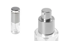 Μπουκαλάκι 30 ml γυάλινο διάφανο με ασημί αντλία και καπάκι Μπουκαλάκι 30 ml γυάλινο διάφανο με ασημί αντλία και καπάκι