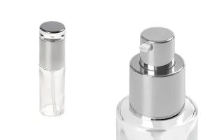 Μπουκαλάκι 50 ml γυάλινο διάφανο με ασημί αντλία και καπάκι-1