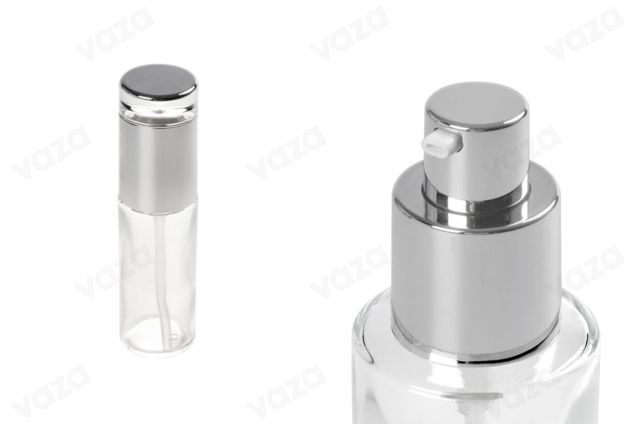 Flacon de 50ml en verre transparent avec pompe et bouchon argentés-εικόνα_προϊοντική