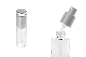 Μπουκαλάκι 50 ml γυάλινο διάφανο με ασημί αντλία και καπάκι-3