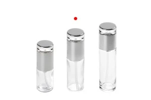 Μπουκαλάκι 50 ml γυάλινο διάφανο με ασημί αντλία και καπάκι-5