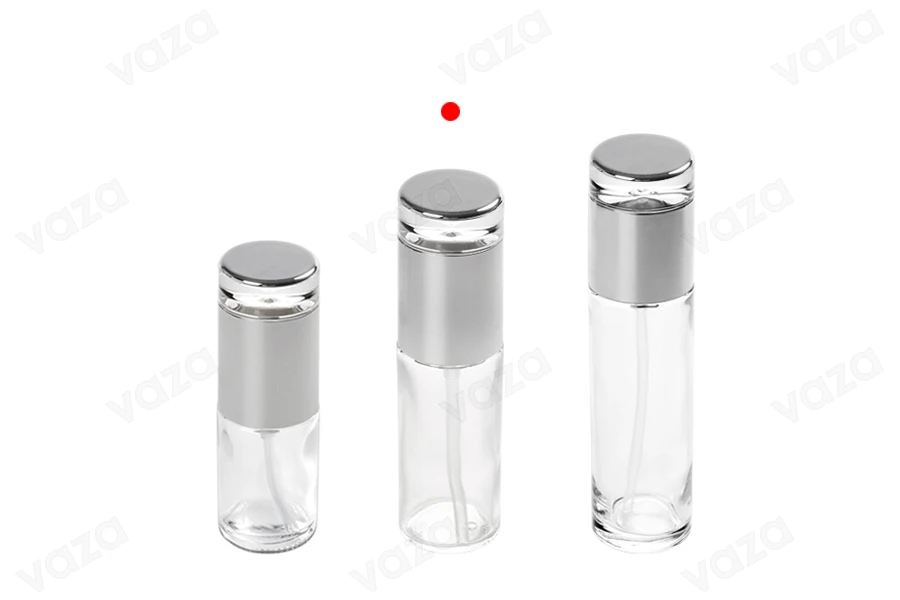 Flacon de 50ml en verre transparent avec pompe et bouchon argentés-εικόνα_σύνθεση