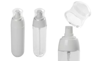 100ml PET bottle with white cream pump and transparent cap-1