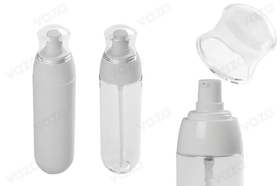 Flasche aus 100 ml Kunststoff mit Pumpe und transparentem Deckel-produktbild