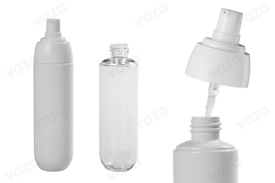 Flasche aus 100 ml Kunststoff mit Pumpe und transparentem Deckel-bildgruppe