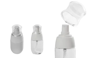 Flasche 30ml aus Kunststoff mit Pumpe und transparentem Deckel-1