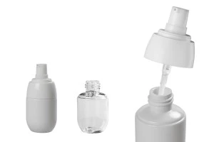 Flasche 30ml aus Kunststoff mit Pumpe und transparentem Deckel-5