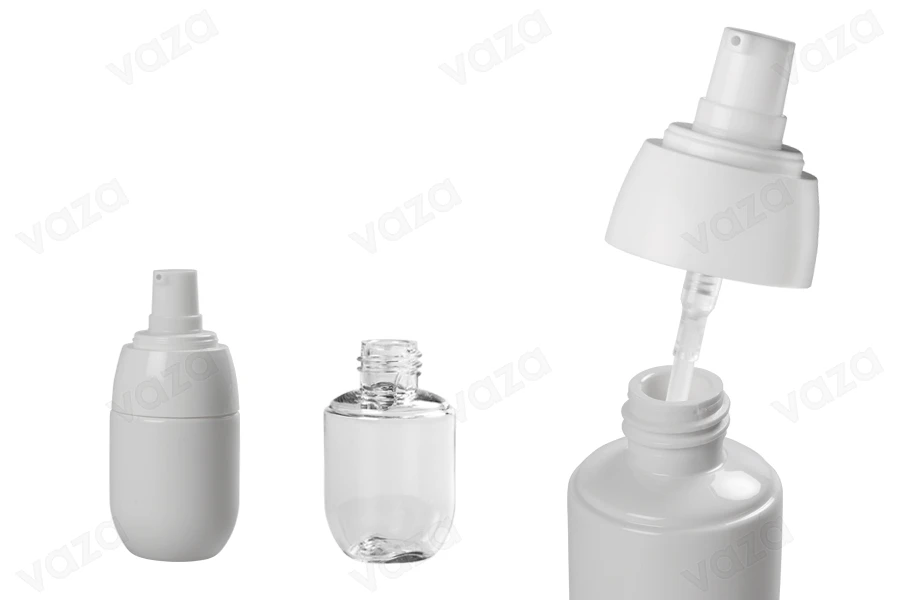 Flasche 30ml aus Kunststoff mit Pumpe und transparentem Deckel-bildgruppe