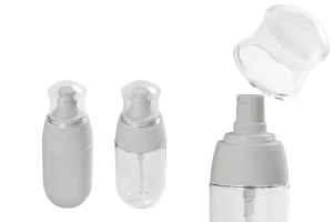Flasche 50 ml aus Kunststoff mit Pumpe und transparentem Deckel-1