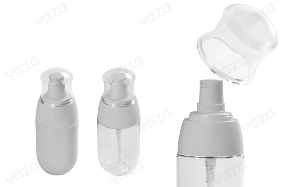 Μπουκαλάκι PET 50 ml με λευκή αντλία και διάφανο καπάκι-εικόνα_προϊοντική