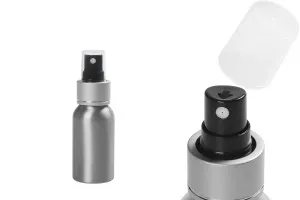 Φιάλη αλουμινίου 50 ml με σπρέι και πλαστικό διάφανο καπάκι - 10 τμχ-1