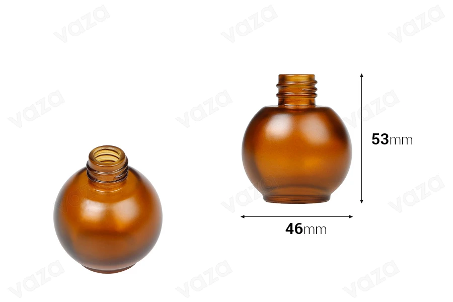 Μπουκάλι 30 ml γυάλινο, σφαιρικό σε ανοιχτό καραμελέ ματ χρώμα-εικόνα_διαστάσεις