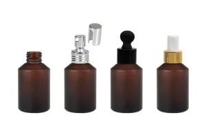 Flacon de 60 ml en verre de couleur caramel mat avec bec verseur PP24-5
