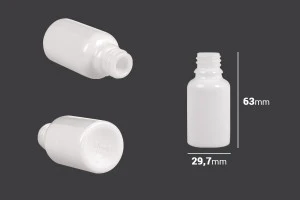 Γυάλινο μπουκαλάκι για αιθέρια έλαια λευκό 15 ml με στόμιο PP18-2