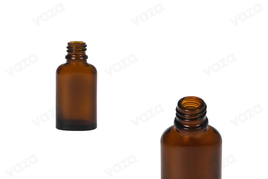 Shishe qelqi 20 ml për vajra esenciale, ovale në ngjyrë karamel (PP18)  -imazh_produkt