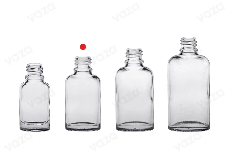 Transparent 20ml oval shaped glass bottle for essential oils with PP18 finish Transparent 20ml oval shaped glass bottle for essential oils with PP18 finish-image_group