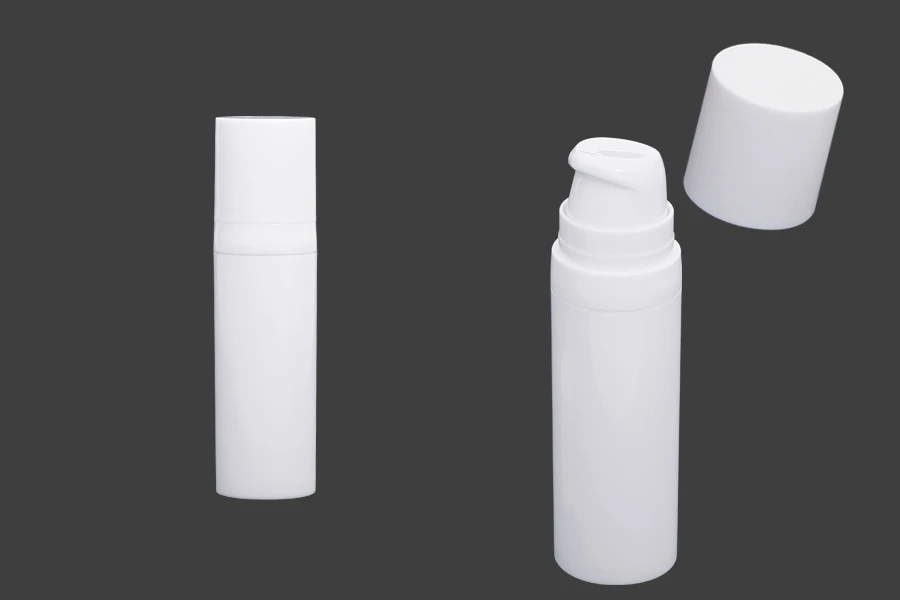 Flacon plastique airless pour crème de 15 ml en couleur blanche Flacon plastique airless pour crème de 15 ml en couleur blanche