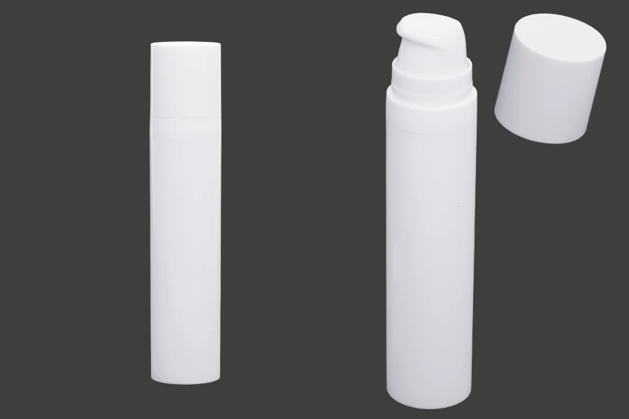 Flacon plastique airless pour crème de 20 ml en couleur blanche Flacon plastique airless pour crème de 20 ml en couleur blanche