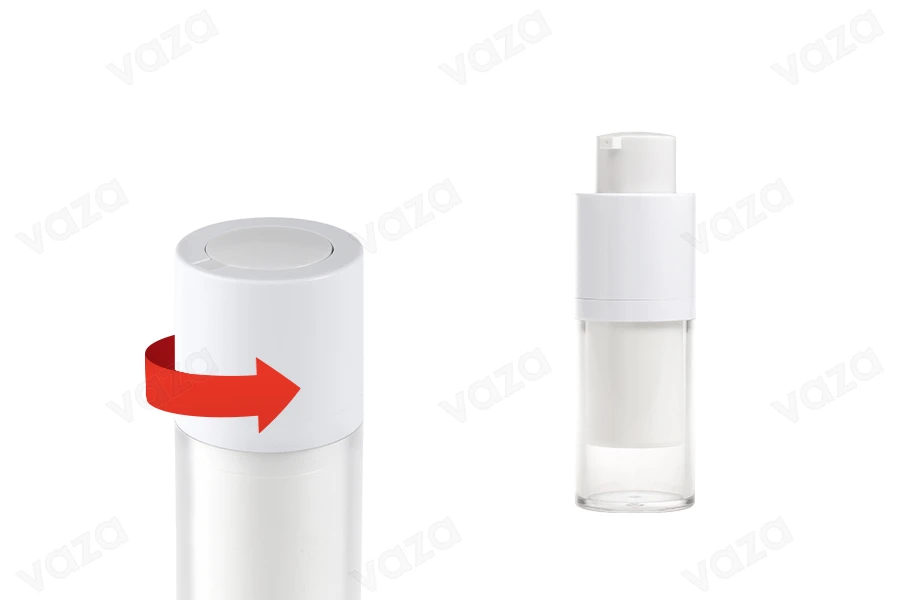 Bottiglia airless da 15 ml per crema in plastica con custodia esterna in acrilico Bottiglia airless da 15 ml per crema in plastica con custodia esterna in acrilico-εικόνα_σύνθεση
