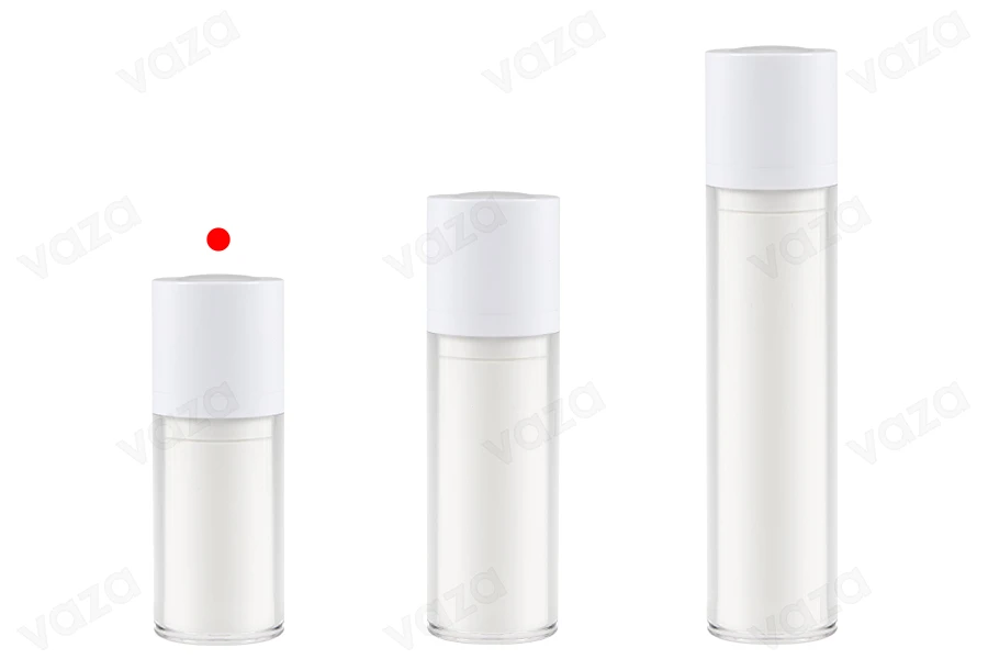 Bottiglia airless da 15 ml per crema in plastica con custodia esterna in acrilico Bottiglia airless da 15 ml per crema in plastica con custodia esterna in acrilico-εικόνα_σύνθεση