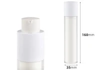 Bottiglia airless da 50 ml per crema in plastica con custodia esterna in acrilico Bottiglia airless da 50 ml per crema in plastica con custodia esterna in acrilico