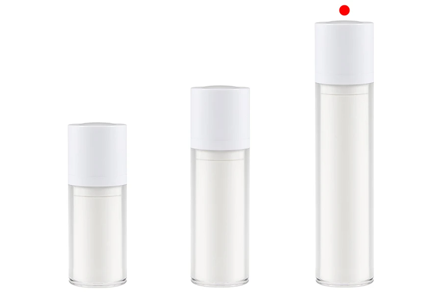 Bottiglia airless da 50 ml per crema in plastica con custodia esterna in acrilico Bottiglia airless da 50 ml per crema in plastica con custodia esterna in acrilico