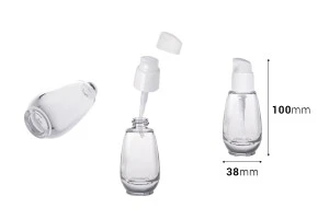 Μπουκάλι 30 ml γυάλινο με πλαστική αντλία (PP18)-2