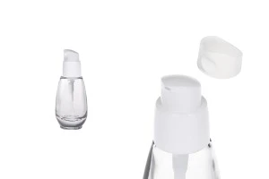 Μπουκάλι 30 ml γυάλινο με πλαστική αντλία (PP18)-1