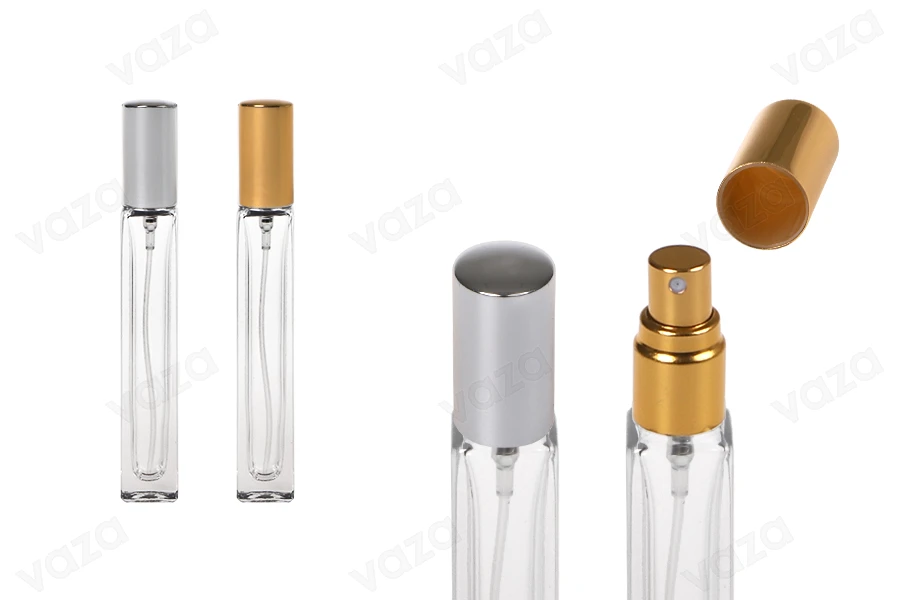 10ml Glasflasche in quadratischer Form mit Deckel und Aluminiumspray 10ml Glasflasche in quadratischer Form mit Deckel und Aluminiumspray-produktbild