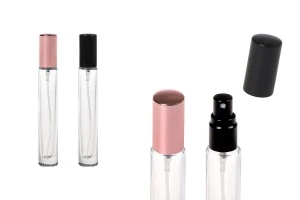 Flacon en verre de 10 ml avec base ronde, couvercle et spray en aluminium-1