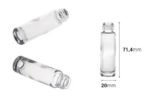 Μπουκαλάκι γυάλινο κυλινδρικό 10 ml  PP16 σε διάφανο χρώμα-2