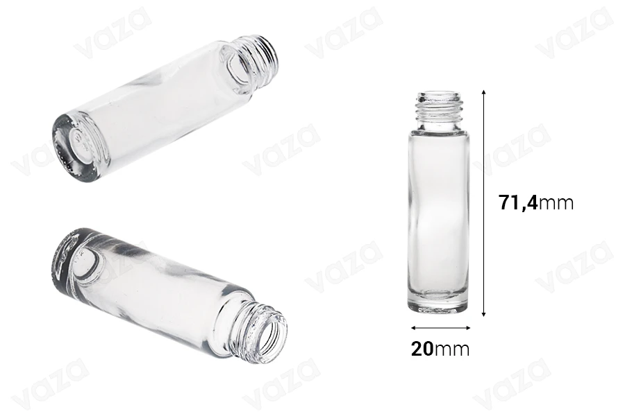 Zylindrische Glasflasche 10 ml PP15 in transparenter Farbe-bildabmessungen