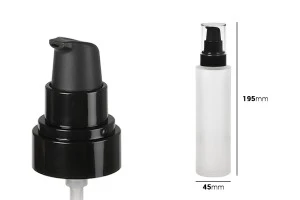 Flacon en verre de 150 ml avec pompe en plastique noir et couvercle transparent-2