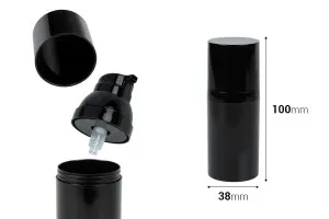 30ml Airless-Flasche (PET) mit Cremepumpe in schwarzer Farbe - 12 Stk-2