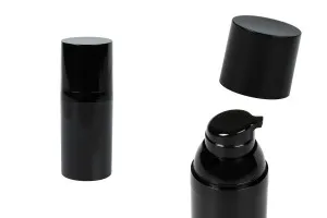 30ml Airless-Flasche (PET) mit Cremepumpe in schwarzer Farbe - 12 Stk-1