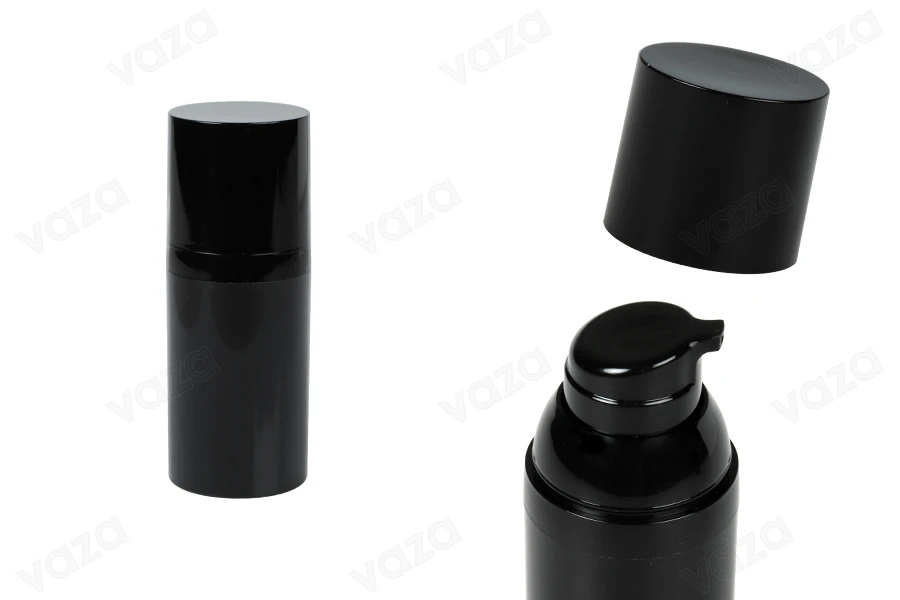Flacone airless da 30 ml (PET) con pompa per crema, di colore nero - 12 pezzi.-immagine_prodotto