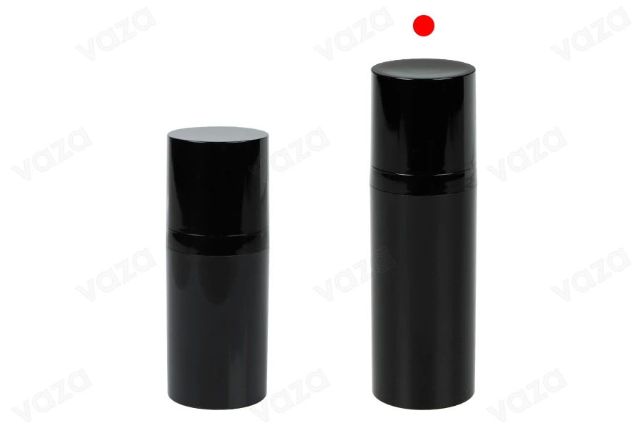 Flacon airless de 50 ml (PET) avec pompe à crème en couleur noire - 12 pcs-photo_groupe