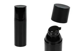 Flacon airless de 50 ml (PET) avec pompe à crème en couleur noire - 12 pcs-1
