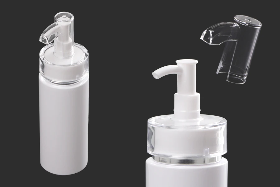 Μπουκάλι 120 ml PET με αντλία κρέμας (PP24) και καπάκι Μπουκάλι 120 ml PET με αντλία κρέμας (PP24) και καπάκι