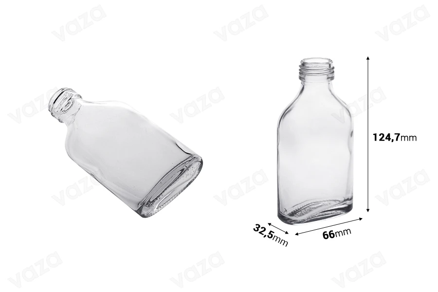 Bouteille de 100 ml en verre de forme plate - flacon-photo_dimensions