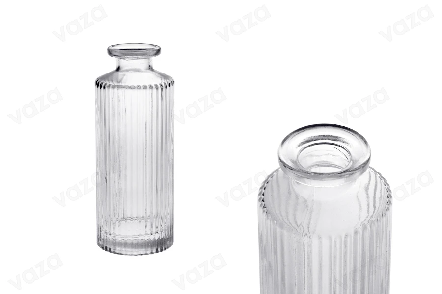 Γυάλινο διακοσμητικό μπουκάλι 150 ml με ρίγες για αρωματικό χώρου-εικόνα_προϊοντική