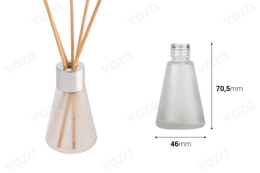 Glass bottle 30 ml in conical shape suitable for reed diffuser Glass bottle 30 ml in conical shape suitable for reed diffuser-εικόνα_διαστάσεις