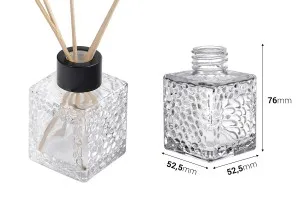 100 ml quadratische Glasflasche (PP 28) mit geprägtem Design für Lufterfrischer-2