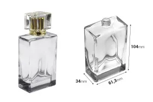 Bottiglia di profumo in vetro da 100 ml (PP 15) di forma rettangolare con collo 15/400-2