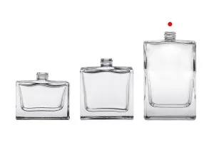 Bottiglia di profumo in vetro da 100 ml (PP 15) di forma rettangolare con collo 15/400-3