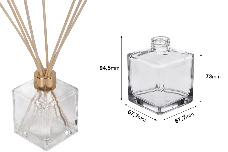 Bottiglia di vetro quadrata da 200 ml PP28 – adatta anche per diffusore ambiente